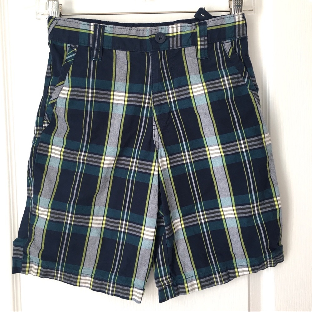 Plaid Old Navy Boys Shorts blue yellow size 8